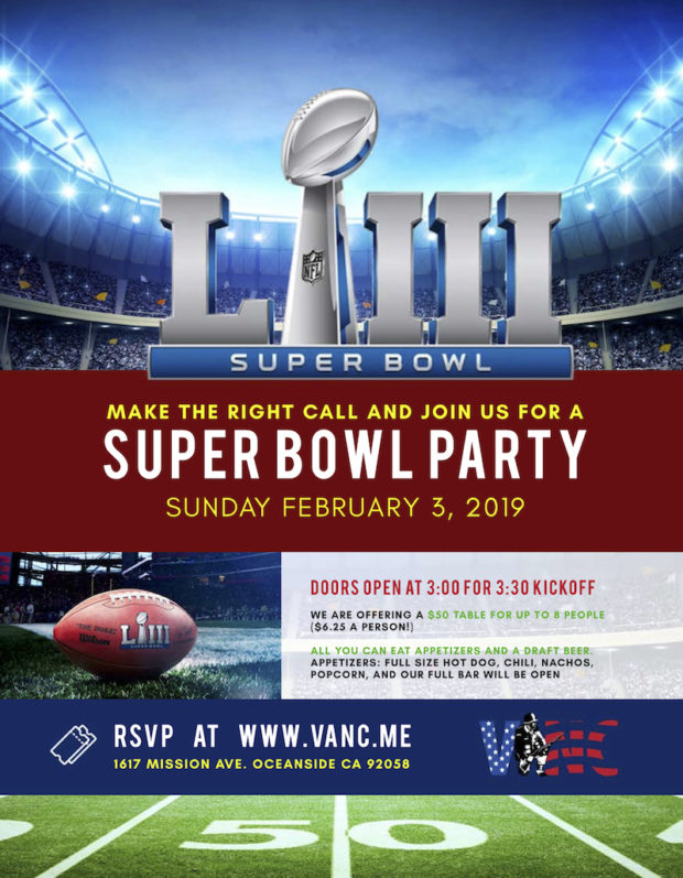 SUPER BOWL PARTY – February 3rd at VANC